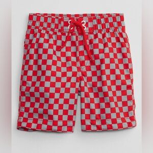 babyGap Red & Gray Checkered Swim Trunks 2T